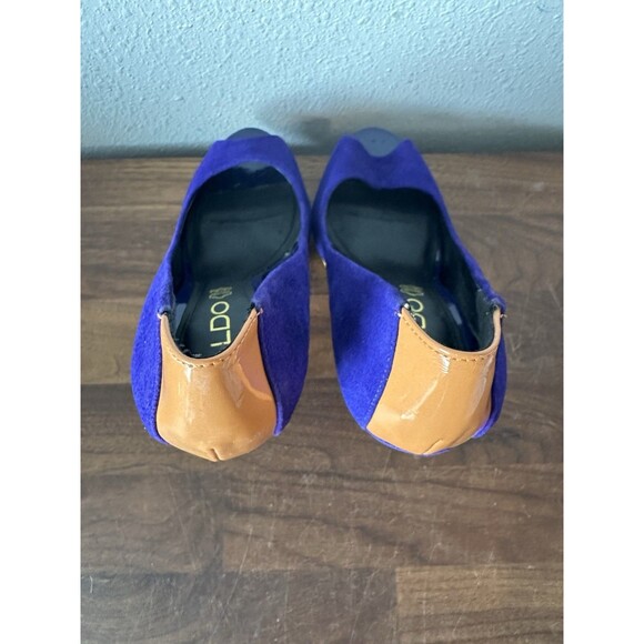 Aldo Deltoro Cobalt Blue Heels Size 6 US 36 Spike Heel Peep Toe Platform Yellow - Picture 7 of 12